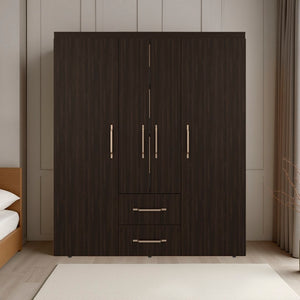 English Elm Bethel Slim Profile Wardrobe Armoire with Hanging Rods Open Shelves and Drawer B128S00245