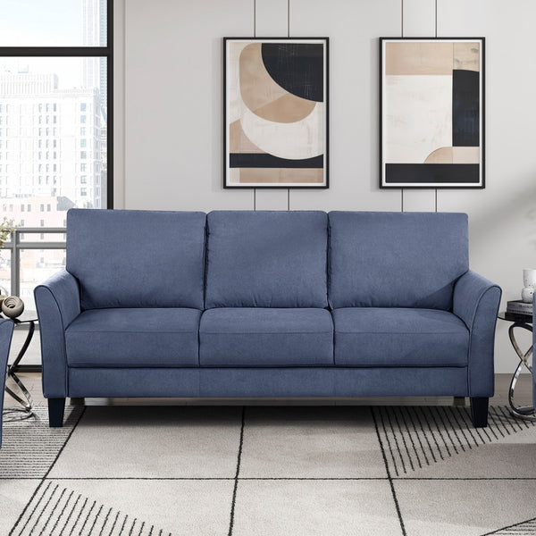 English Elm Modern 3-Piece Contemporary Sofa Set - Stylish Blue Upholstered Loveseat & Chair For Cozy Living Spaces B011S01956