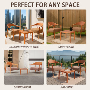 English Elm Modern 2-Piece Accent Chair Set with Coffee Table — Plush Cushions, Sturdy Iron Frame, Compact Chic Design Apricot Brown W3450P323347