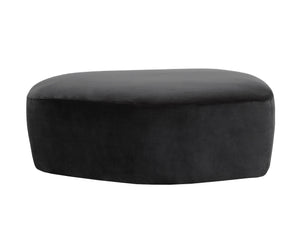 Sunpan Soraya Ottoman - Stylish Curved Design for Any Space, Elegant Upholstered Shape with Wooden Base Shadow Grey