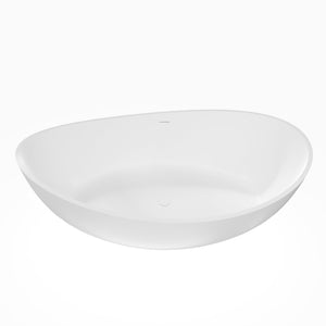 English Elm 70 Inch Stone Resin Freestanding Soaking Tub Matte White Sculptural Spa Bath W1613P436815
