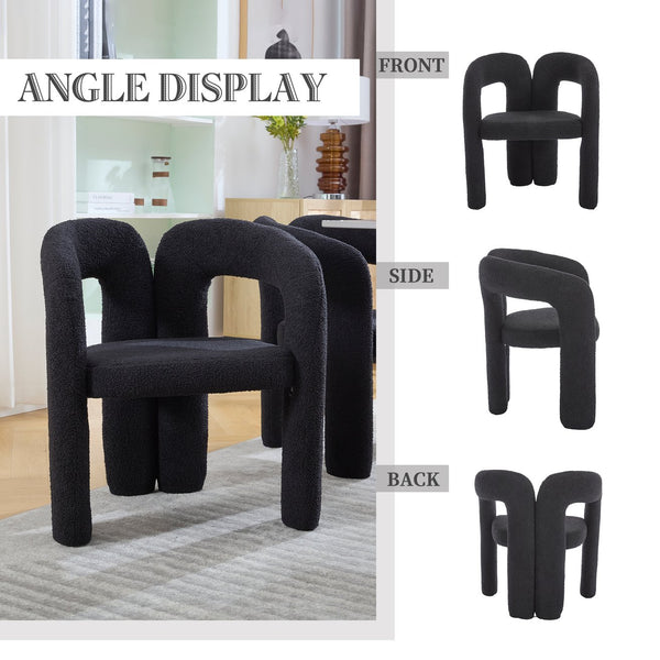 English Elm Contemporary Velvet Upholstered Barrel Accent Chair with Curved Support, Foam Seat, Steel Frame Finish Black W395P224763