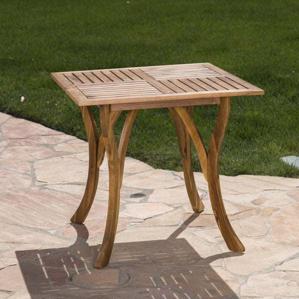 English Elm 5 Piece Acacia Wood Outdoor Dining Set Square Teak Finish Wicker Chairs Patio N773OD00083B