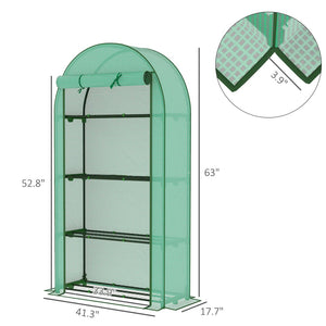 English Elm Lean-to Outdoor Greenhouse with Uv Polyethylene Cover and Four Tiered Wire Shelves T3971P414600