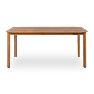 English Elm Modern Solid Acacia Wood Dining Table Seats Six with Cylindrical Legs Indoor Outdoor N776P381093T