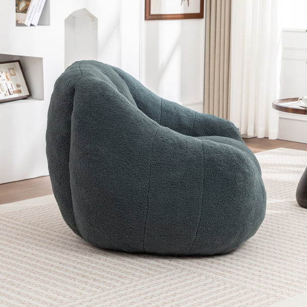 English Elm Bean Bag Chair Oversized Faux Fur Memory Foam Lounge Seat for Dorm or Living Room Green W2200P302140