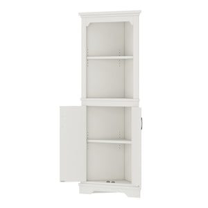 English Elm Tall Corner Cabinet White Mdf Open Shelves Closed Storage for Any Room W1580P414889