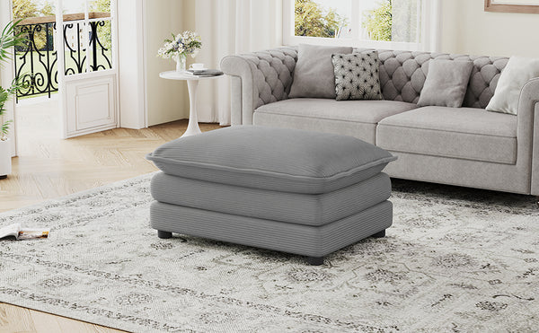 English Elm 35.4" Ottoman with Corduroy Upholstery, Pocket-Spring Comfort, Sturdy Plywood Frame, 250lb Capacity DARK GREY N719P223248E