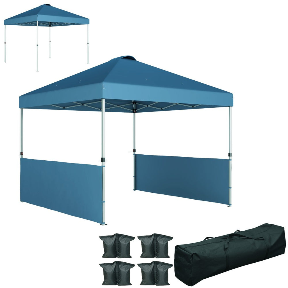 English Elm 10x 10 Ft Pop up Canopy with Upf 50 Oxford Fabric Half Sidewalls and Wheeled Bag T3971P380596