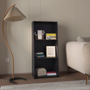 English Elm Anthem Three-Shelf Melamine Bookcase in Black — Spacious Open Shelves, Durable Modern Storage Unit B128P244988