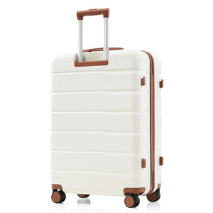 English Elm Premium Abs Hardshell 3 Piece Suitcase Set with Tsa Locks and Spinner Wheels Beige+Brown N726P171340O