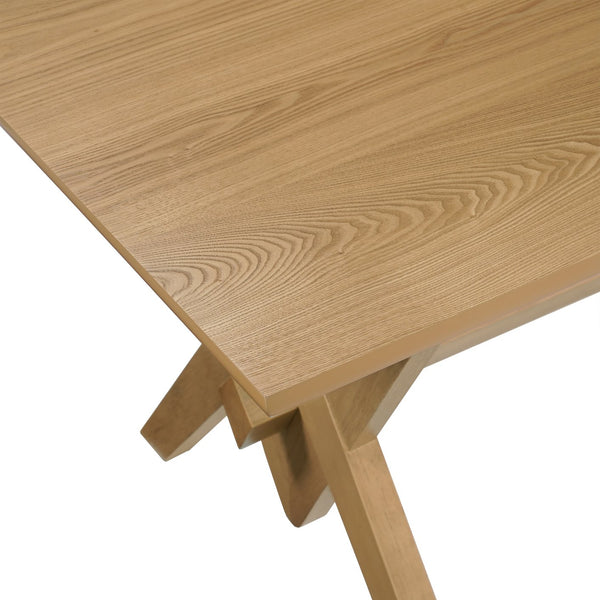 English Elm Christopher Knight Home® - 63" Double V Dining Table with Solid Wood Base, Farmhouse Rustic Grain, Seats 6, Durable Dovetail Craftsmanship Natural N771P330587A