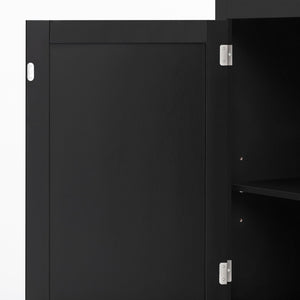 English Elm 3-in-1 Entryway Hall Tree with Cabinet Hooks Bench Drawers and Adjustable Shelving Black SJ000160AAB