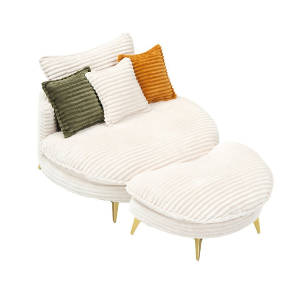 English Elm 65.00 Inch Mid-century Corduroy Loveseat with Gold Tapered Legs for Apartment Living Beige W1658P212594