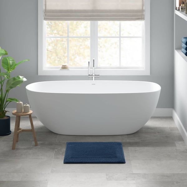 English Elm 1 Heavyweight Cotton Tufted Bath Rug Reversible Spa Grade Absorbent Floor Mat Navy B035P319557