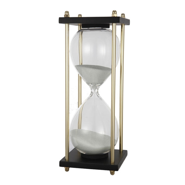 English Elm Set Of 2 Elegant Hourglass Timers In Black And Brass Stand - 30-Minute Sand Timer Decor Accent W2078P279112-GIGA