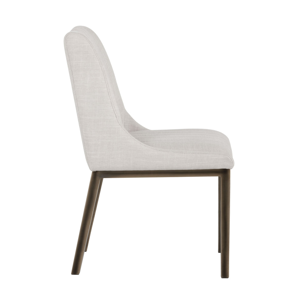 Sunpan Halden Dining Chair Set of 2 – Urban Style with Bold Stitching and Rustic Bronze Steel Frame Beige Linen