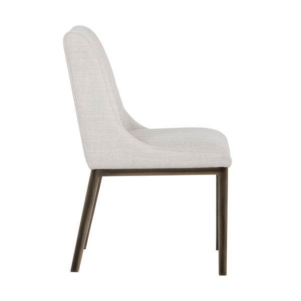 Sunpan Halden Dining Chair Set of 2 – Urban Style with Bold Stitching and Rustic Bronze Steel Frame Beige Linen