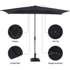 English Elm 6.5 X 10 Ft Rectangular Outdoor Patio Umbrella with Crank Tilt Uv Resistant Canopy Black B082P454955