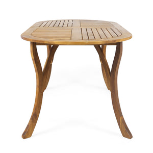 English Elm Christopher Knight Home® - Acacia Oval 70" Outdoor Dining Table with Slatted Top and Smooth Curved Legs for Patios and Entertaining Teak 62917.00