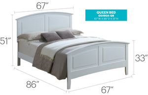 English Elm Charming Queen Bed Frame with Crisp Finish, 50"H x 68"W x 83"D, Sturdy Particleboard Construction White 5 L x 86 W x 8 H B078S00425
