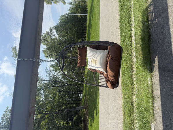 English Elm Outdoor Egg Swing Chair - Hand-Woven Rattan With Cushions, Weather-Resistant, Perfect For Relaxation! W2500P364234