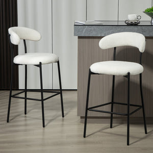 English Elm 26'' Modern Counter Height Bar Stools In Snow Fabric With Durable Black Powder-Coated Base & Footrest W2215P196282