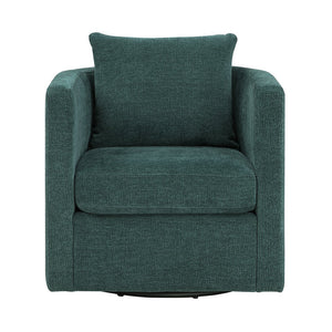 English Elm Sutton Peacock Performance Fabric Swivel Barrel Chair — Stain-Resistant, Pocket Coil Seat, Reversible Cushions B050P322586