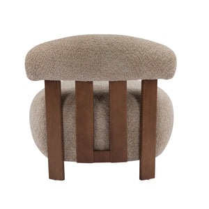 English Elm Christopher Knight Home® - Modern Boucle Accent Chair with Plush Rounded Silhouette, Solid Wood Frame, Cozy Reading Seat Light Brown,Walnut 29 L x 28.5 W x 21.85 H N776P278240B