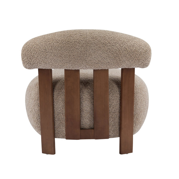 English Elm Christopher Knight Home® - Modern Boucle Accent Chair with Plush Rounded Silhouette, Solid Wood Frame, Cozy Reading Seat Light Brown,Walnut 29 L x 28.5 W x 21.85 H N776P278240B