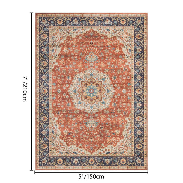 English Elm Premier Crimson Traditional Patterned Area Rug Low Pile Living Room Entryway Accent B186P479380
