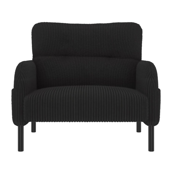 English Elm United We Win Corduroy Accent Chair Wide Seat Foam Cushion Living Room Lounge Black W1568P386164