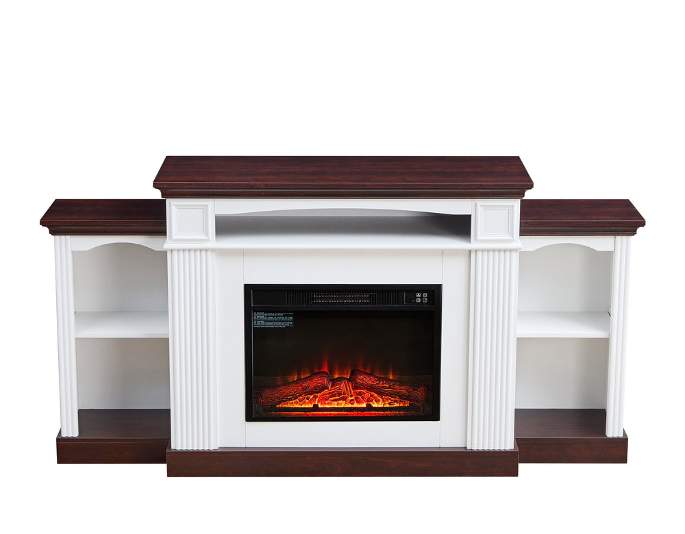 English Elm Electric Fireplace Tv Stand For 70" Tvs - Stylish Mantel With Remote, 3D Flames & Ample Storage W2393S00005
