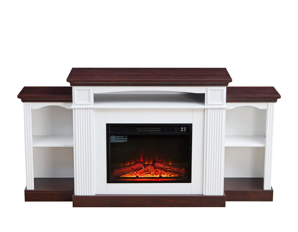 English Elm Electric Fireplace Tv Stand For 70" Tvs - Stylish Mantel With Remote, 3D Flames & Ample Storage W2393S00005