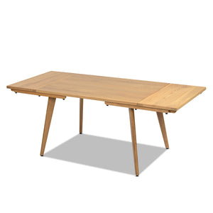 English Elm Jennifer Taylor Home - Capri Solid Red Oak Extendable Dining Table 47–78.5" Seating 4–6, Mid-Century Tapered Legs, Grain Finish Brown B2719P395575