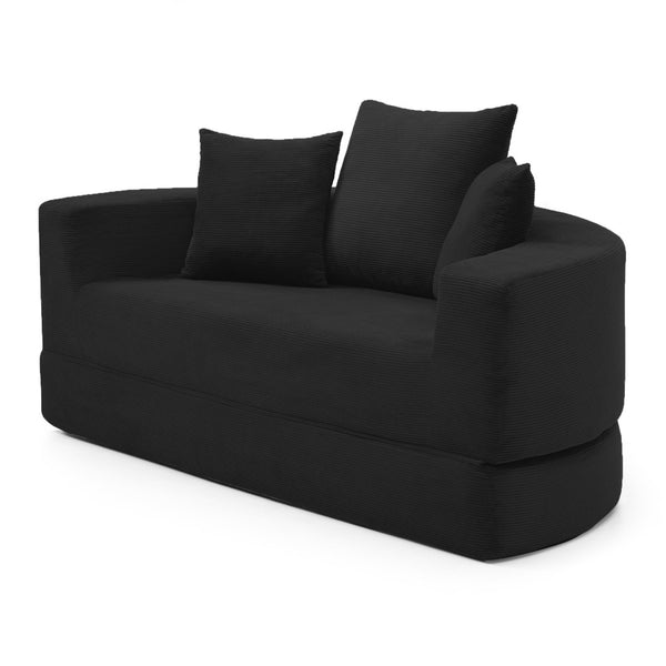 English Elm Convertible Corduroy Floor Futon Sofa Foldable Foam Lounge Bed for Any Room Black W2677P487204