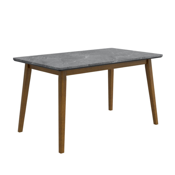 English Elm Portrush Marble Finish Dining Table with Walnut Legs Mid-century Modern Space B127P495091