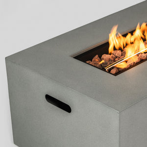 English Elm 42" 50000BTU Propane Fire Pit Table with Glass Wind Guard, Stainless Steel Burner, Lava Rocks, Gray Outdoor Patio W853P270562