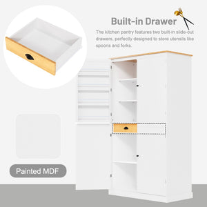 English Elm Topmax Tall White Mdf Freestanding Pantry Cabinet with Drawers and Door Shelves SP000046AAK