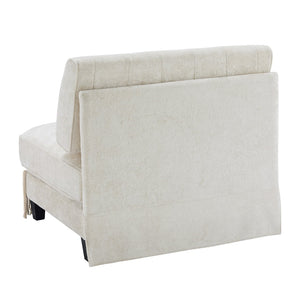 English Elm Armless Tufted Velvet Fleece Modular Sofa with Tassel Skirt for Elegant Living Rooms Beige W714P450810