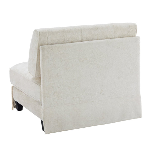 English Elm Armless Tufted Velvet Fleece Modular Sofa with Tassel Skirt for Elegant Living Rooms Beige W714P450810