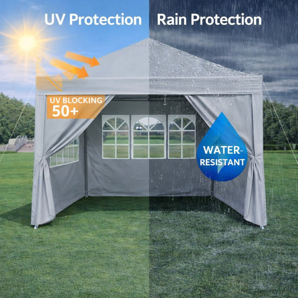 English Elm Outdoor 10x10 Pop up Canopy Gazebo with Sidewalls Mesh Windows Steel Frame Uv Roof Grey W419P445700