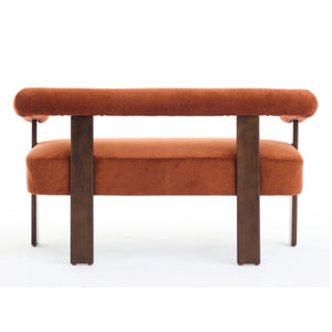 English Elm Christopher Knight Home® - Round boucle armrest loveseat with curved ergonomic design, compact cozy two-seater for small spaces and lofts Brown,Dark Orange N771P370615C