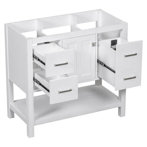 English Elm [cabinet Only] 36 Inch White Bathroom Vanity Oak Build with Usb Port and Open Shelf WF306444AAK