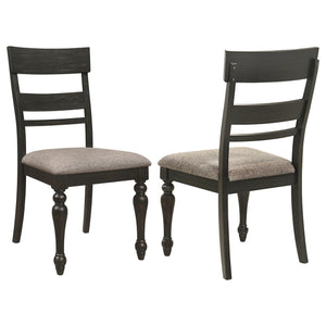 English Elm Kavita Charcoal Wood Dining Side Chair Set of 2 — Mango Oak Grain Finish, Foam-Padded Light Brown Upholstery Comfortable Elegance B062P299889