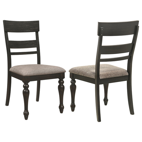 English Elm Kavita Charcoal Wood Dining Side Chair Set of 2 — Mango Oak Grain Finish, Foam-Padded Light Brown Upholstery Comfortable Elegance B062P299889