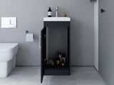 Black Bathroom Vanity Sink Jozz with Metal Handle, Single Door Cabinet, Interior Shelf - 12.99 x 15.75 x 34.65