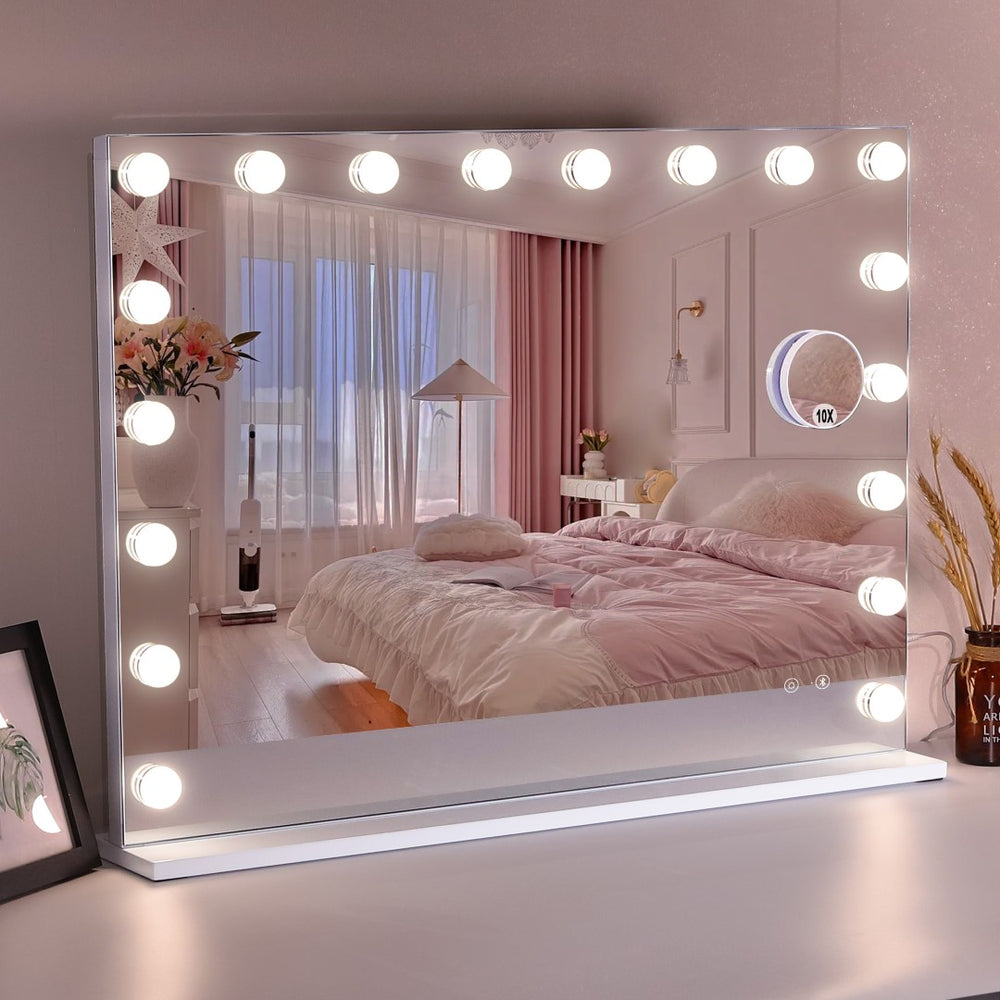 English Elm Vanity Mirror With Bluetooth Speaker & Usb Charge Port, 31.5''X22.8'' Large Led Makeup Mirror W3660P373022-GIGA