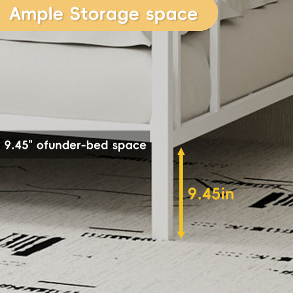 English Elm Multi Square Tube Iron Bunk Bed Full over Full, Sturdy White Metal Frame, Space-Saving Dual Sleep Solution W1935P360912