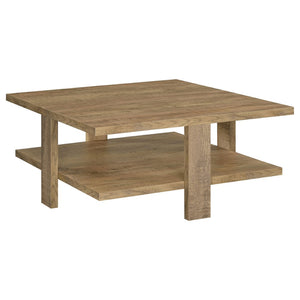 English Elm Runnion Dual Tier Square Coffee Table Warm Brown Finish for Farmhouse Living Rooms B062P441084